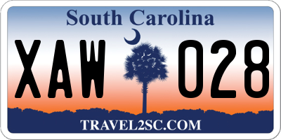 SC license plate XAW028