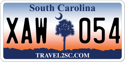 SC license plate XAW054