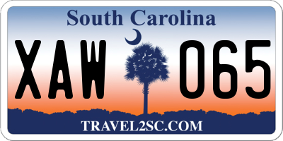SC license plate XAW065