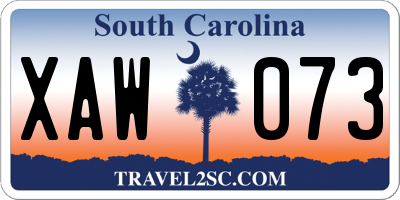 SC license plate XAW073