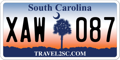 SC license plate XAW087