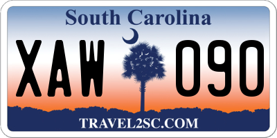 SC license plate XAW090
