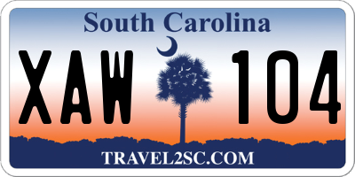 SC license plate XAW104