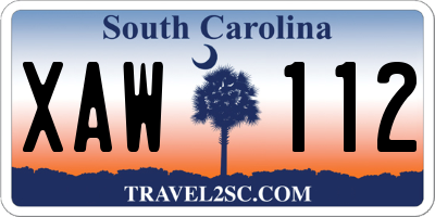 SC license plate XAW112