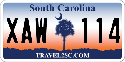 SC license plate XAW114