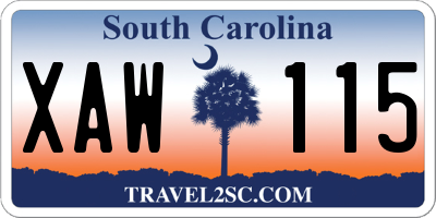 SC license plate XAW115