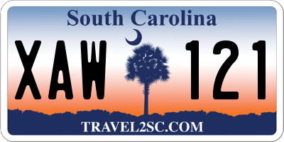 SC license plate XAW121