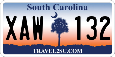 SC license plate XAW132