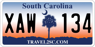 SC license plate XAW134