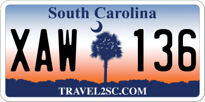 SC license plate XAW136