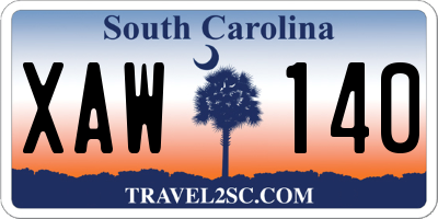 SC license plate XAW140