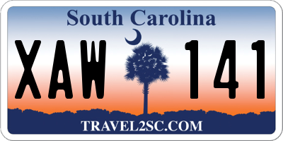 SC license plate XAW141