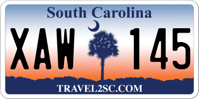 SC license plate XAW145