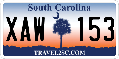 SC license plate XAW153