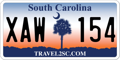 SC license plate XAW154