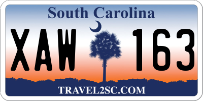 SC license plate XAW163