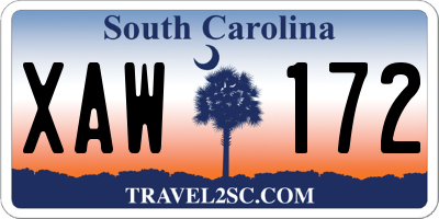 SC license plate XAW172