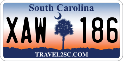 SC license plate XAW186