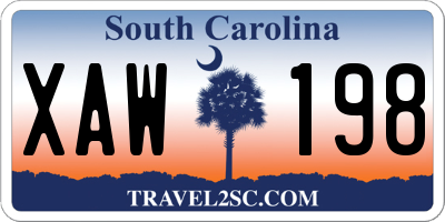 SC license plate XAW198
