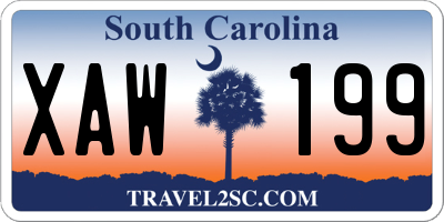 SC license plate XAW199