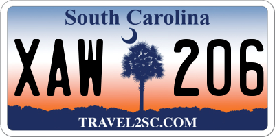 SC license plate XAW206