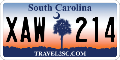 SC license plate XAW214