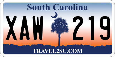 SC license plate XAW219