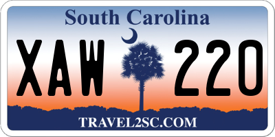 SC license plate XAW220