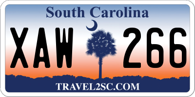SC license plate XAW266
