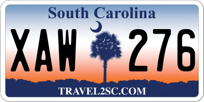 SC license plate XAW276