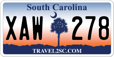SC license plate XAW278