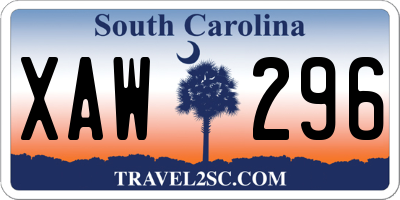 SC license plate XAW296