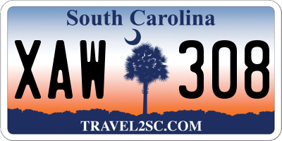 SC license plate XAW308