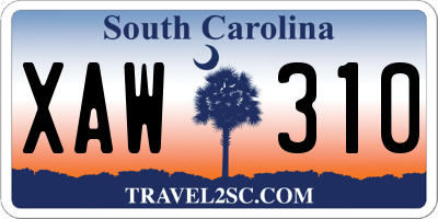 SC license plate XAW310
