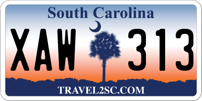 SC license plate XAW313