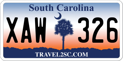 SC license plate XAW326
