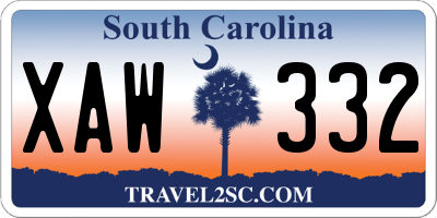 SC license plate XAW332