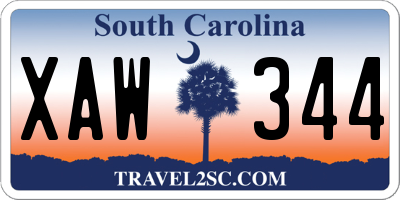 SC license plate XAW344