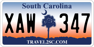 SC license plate XAW347
