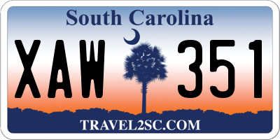 SC license plate XAW351