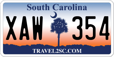 SC license plate XAW354