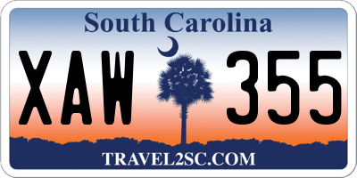 SC license plate XAW355