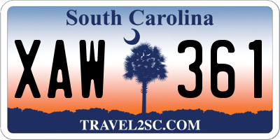 SC license plate XAW361