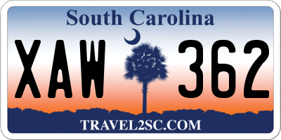 SC license plate XAW362