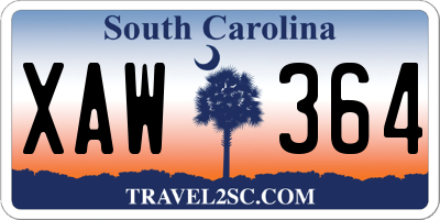 SC license plate XAW364