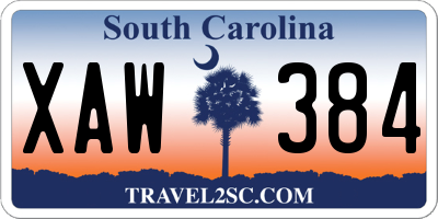 SC license plate XAW384