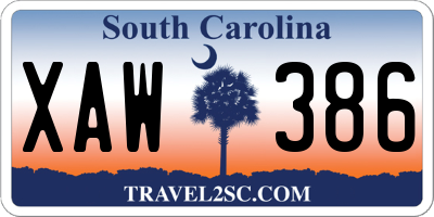 SC license plate XAW386