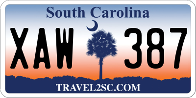 SC license plate XAW387