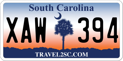 SC license plate XAW394