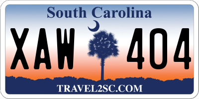 SC license plate XAW404